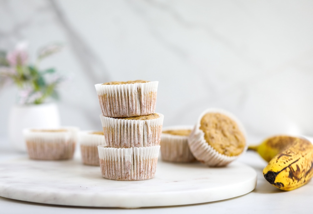 One bowl gluten-free banana muffins I pack in my preschooler's lunchbox