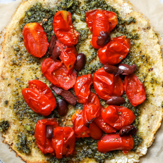 Grain-free and gut-friendly white sweet potato crust pizza