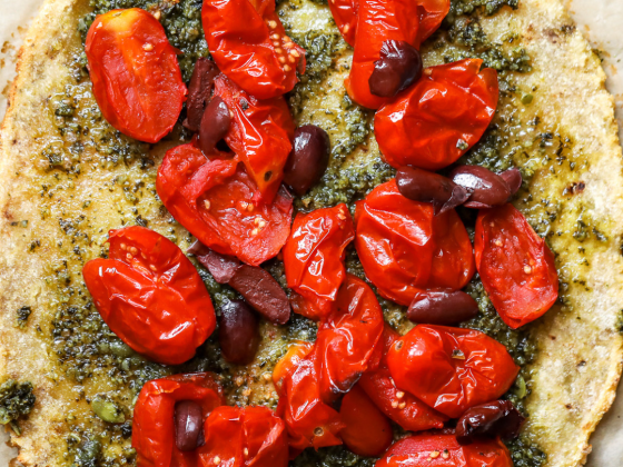 Grain-free and gut-friendly white sweet potato crust pizza