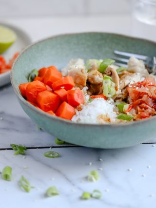 Water-Based Cooking Korean Inspired Chicken and Rice Bowl