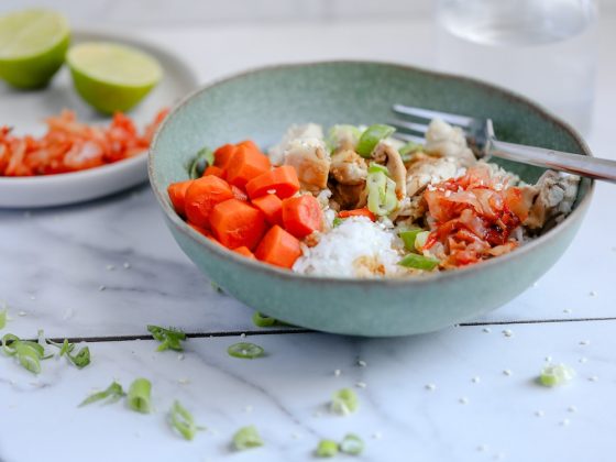 Water-Based Cooking Korean Inspired Chicken and Rice Bowl