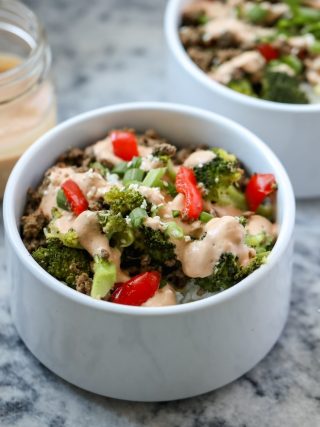 Healthy Korean Beef Bowls with Yum Yum Sauce