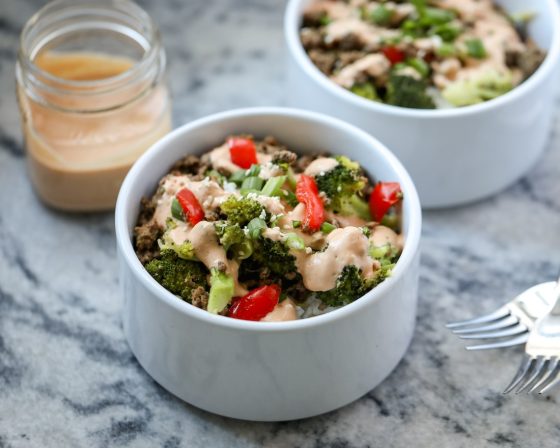 Healthy Korean Beef Bowls with Yum Yum Sauce